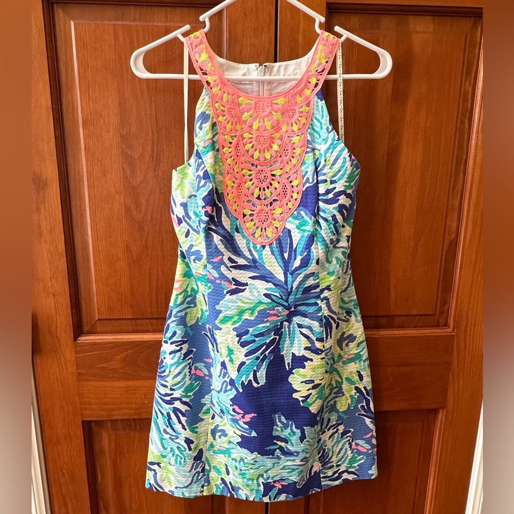 Lilly Pulitzer Blue and Green Halter Sundress